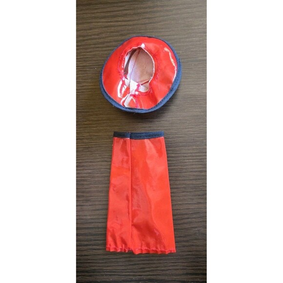 Vintage 80s? Barbie? Clone Mod Outfit 80s Red Faux Leather Skirt, Belt & Hat 3pc - Picture 6 of 15